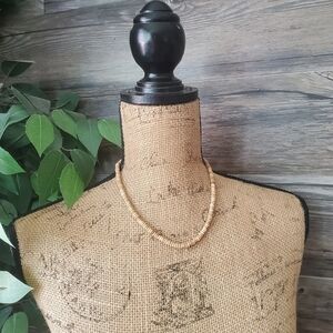 Seashell Beaded Tan Cream Necklace Screw Fastener